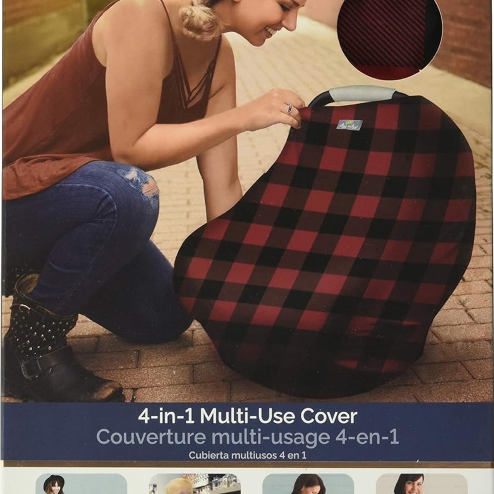 4-in-1 Car Seat/Nursing Cover in Red and Black Plaid